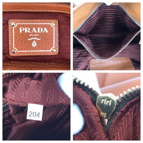 PRADA Vitello Dino Brown Leather Tote Bag Gold Hardware Shoulder 2way - Picture 10 of 10